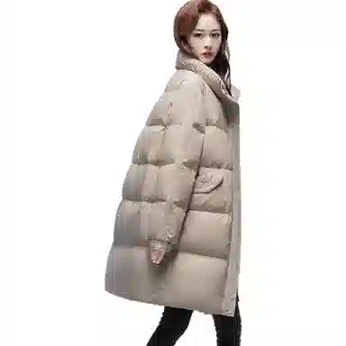 鸭鸭 宽松中长款立领茧型百搭保暖通勤韩系羽绒服 女款