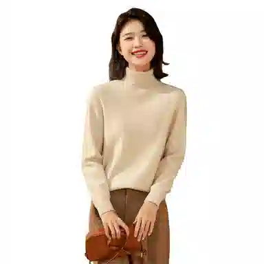 恒源祥 厚款保暖高领套头纯色毛衣 女款