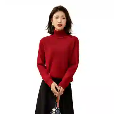 恒源祥 厚款保暖高领套头纯色毛衣 女款