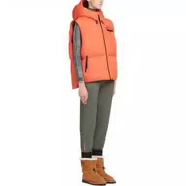 Prada Logo Multi-Pocket Zipper Vest Orange