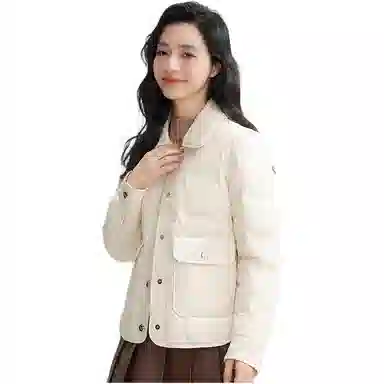 鸭鸭 纯色衬衫领轻薄时尚百搭羽绒服 女款