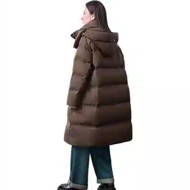 鸭鸭 休闲连帽长袖直筒羽绒服 女款