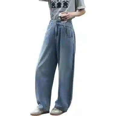 【dme】 中腰休闲宽松直筒牛仔裤 女款 浅牛仔蓝