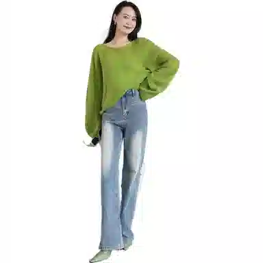 美洋 纯色圆领长袖针织衫 女款