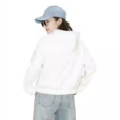 棉致 纯色简约短款落肩连帽宽松长袖卫衣 女款