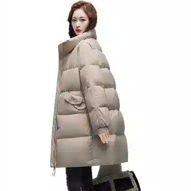 鸭鸭 宽松中长款立领茧型百搭保暖通勤韩系羽绒服 女款