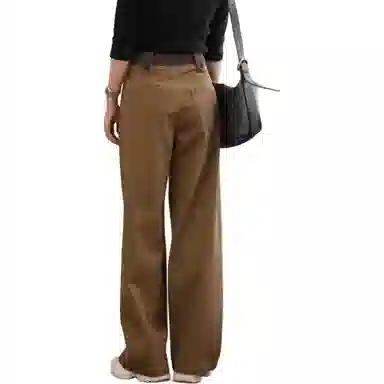 善己 纯棉高腰直筒牛仔裤 女款 咖色