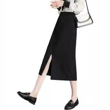 【dme】 纯色高腰半身休闲长裙 女款 黑色