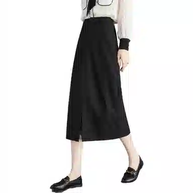 【dme】 纯色高腰半身休闲长裙 女款 黑色