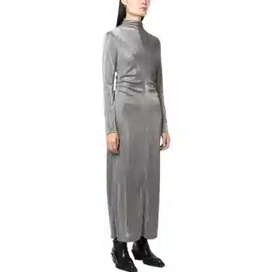MSGM Solid Crewneck Dress Gray