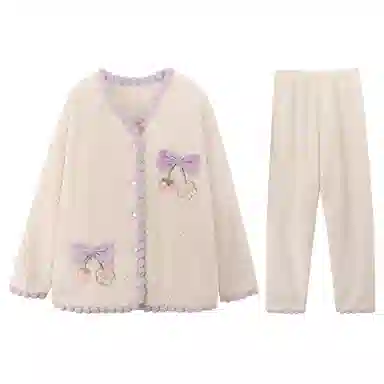 兰缪 可爱保暖休闲加厚家居服睡衣套装 女款 图色