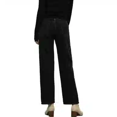 美洋 纯色拉链高腰直筒牛仔裤 女款