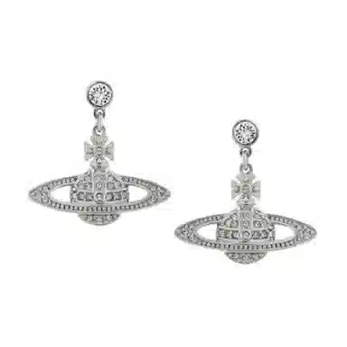 Vivienne Westwood Logo Crystal Earrings Platinum