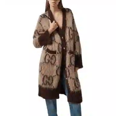 GUCCI Gg Mohair Wool Long Cardigan V