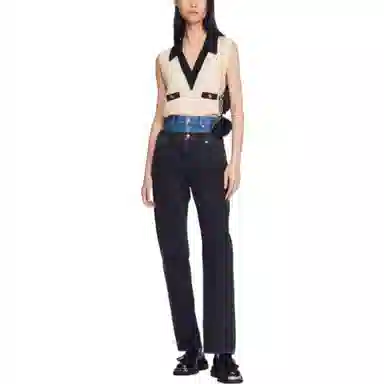 Sandro FW22 Patchwork Straight Jeans Gray