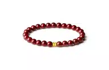 百利金 时来运转 国潮复古新中式平安转运简约精致优雅百搭个性气质创意设计转运珠足金手饰 朱砂 玉石手串 男女同款情侣款