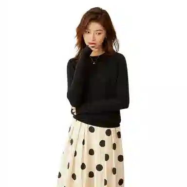 恒源祥 纯色圆领套头羊绒衫 女款