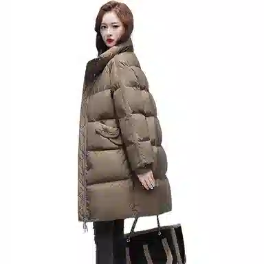 鸭鸭 宽松中长款立领茧型百搭保暖通勤韩系羽绒服 女款