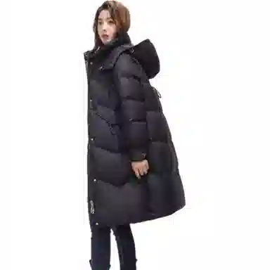 雅鹿 连帽字母长袖中长款羽绒服 女款