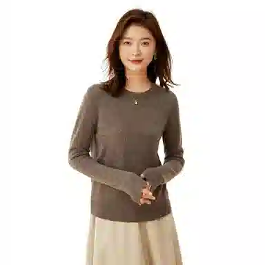 恒源祥 纯色圆领套头羊绒衫 女款