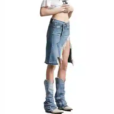 R13 Denim Skirt Blue