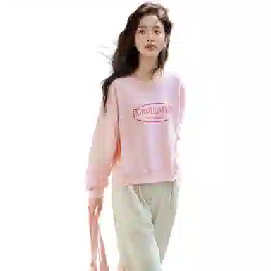 【dme】 字母圆领宽松卫衣 女款 贝壳粉