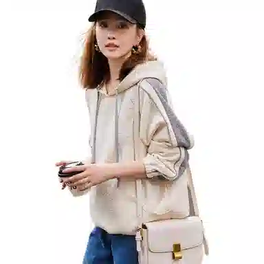 【dme】 宽松拼接休闲连帽卫衣 女款