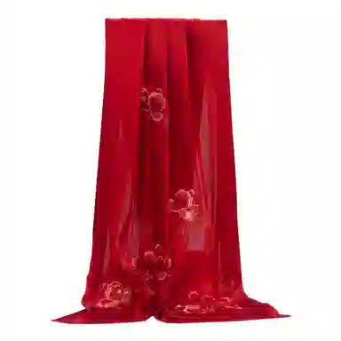 上海故事 真丝刺绣素绉缎长巾 丝韵牡丹 桑蚕丝 丝巾 女款