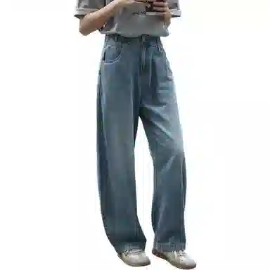 【dme】 中腰休闲宽松直筒牛仔裤 女款 浅牛仔蓝