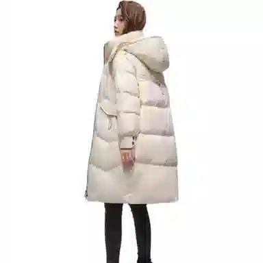 雅鹿 连帽字母长袖中长款羽绒服 女款