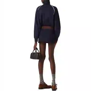 Miu Miu Embroidered Logo Zip Jacket Blue