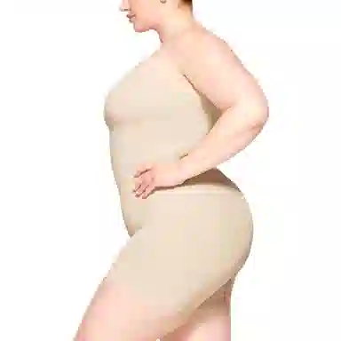 SKIMS Seamless Sculpt Strapless Shortie Bodysuit Sand