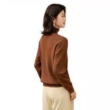 恒源祥 厚款保暖高领套头纯色毛衣 女款