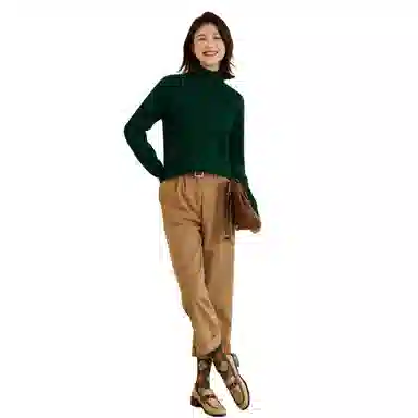 恒源祥 厚款保暖高领套头纯色毛衣 女款