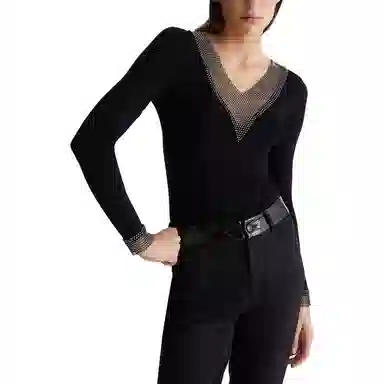 LIUJO UOMO SS23 Eco Friendly Jumper With Rhinestones V