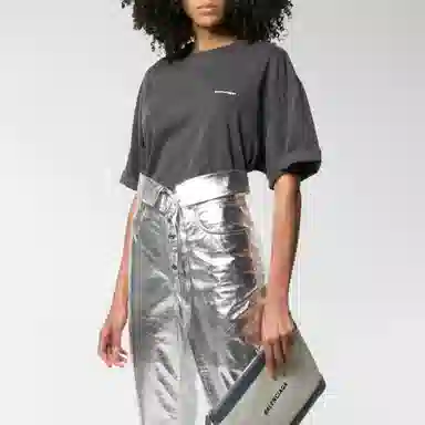 Balenciaga Logo Print T-Shirt Grey