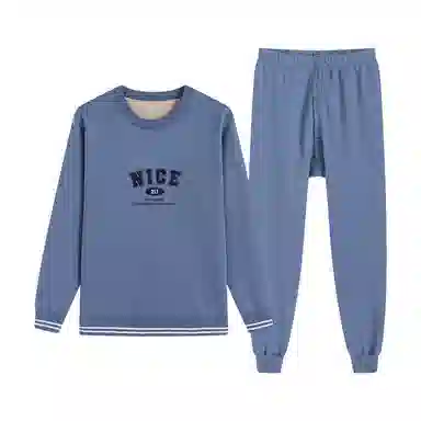 贴身领域 无痕加绒加厚圆领可外穿保暖套装 男款