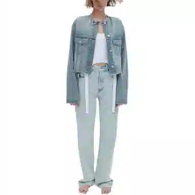 ZARA High Waist Wide Leg Jeans Light Blue