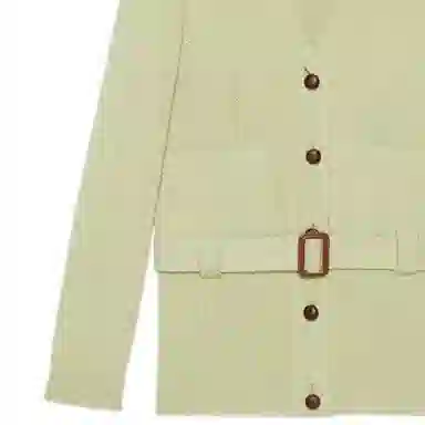 GUCCI SS22 V-Neck Tie Waist Knit Sweater Green