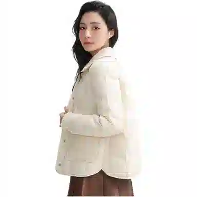 鸭鸭 纯色衬衫领轻薄时尚百搭羽绒服 女款