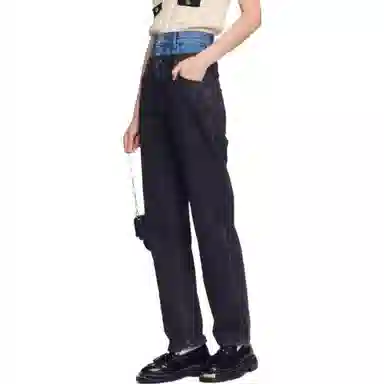 Sandro FW22 Patchwork Straight Jeans Gray