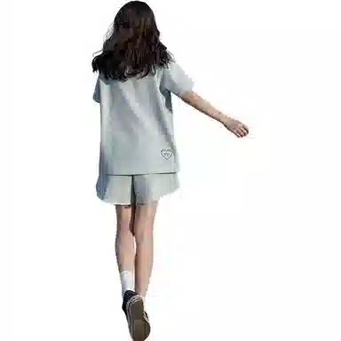 东鲸岁时记 宽松纯色松紧腰休闲短裤 女款 蓝色