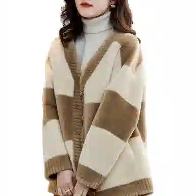 【dme】 不起球不掉毛舒适柔软皮毛一体外套大衣 女款 卡其色