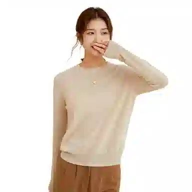 恒源祥 纯色圆领套头羊绒衫 女款