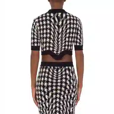 MOSCHINO Stretch Knit Cropped Jacket Black