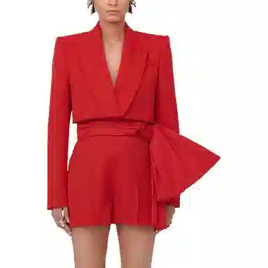 Alexander McQueen Cropped Tuxedo Jacket In Lust Red