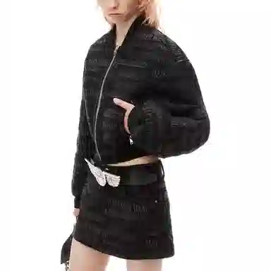 Alexander Wang Letter Print Zip Jacket Black