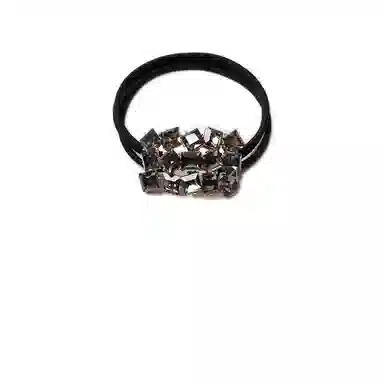 左欧 韩国气质高端扎丸子头轻奢方块 弹力绳/合金/水钻 头绳 女款 香槟色/银灰色/银白色