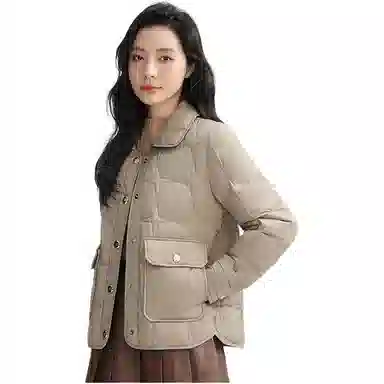 鸭鸭 纯色衬衫领轻薄时尚百搭羽绒服 女款