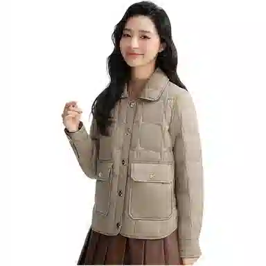 鸭鸭 纯色衬衫领轻薄时尚百搭羽绒服 女款